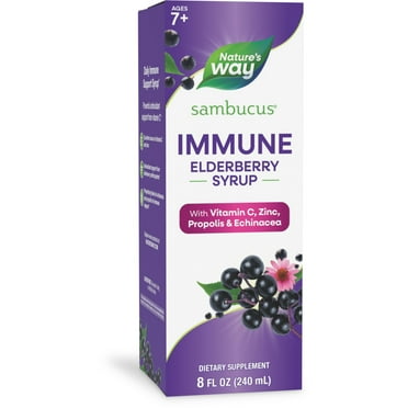 Nature's Way Sambucus Immune Elderberry Syrup, Vitamin C, Zinc, Echinacea, Unisex, 8 fl oz