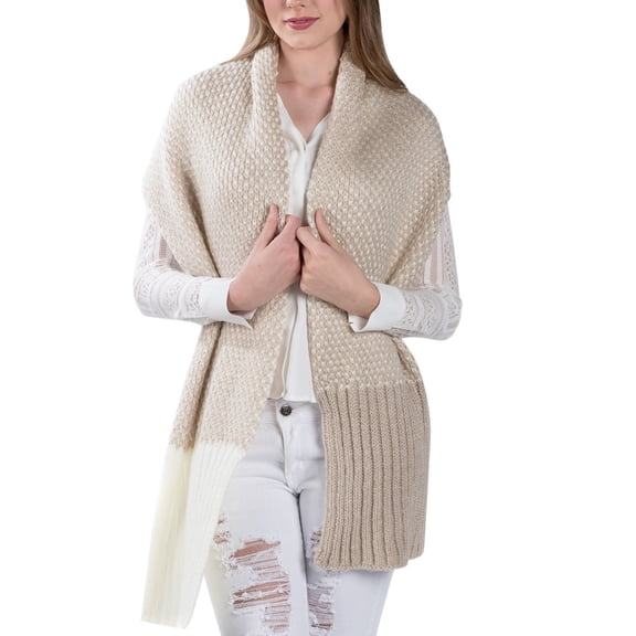 Womans Warm Woolen Weave Sleeve Edge Scarf Wrap Series [Adult Sized 71 inch length]