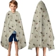 thumbnail image 3 of Beige Leaf Butterfly Pattern Hooded Bath Towel，50"x30" for Ages 3 To 12 Kids, Quick Dry Lightweight Soft Microfiber Hood Beach Towel Cover Up for Kids, 3 of 7