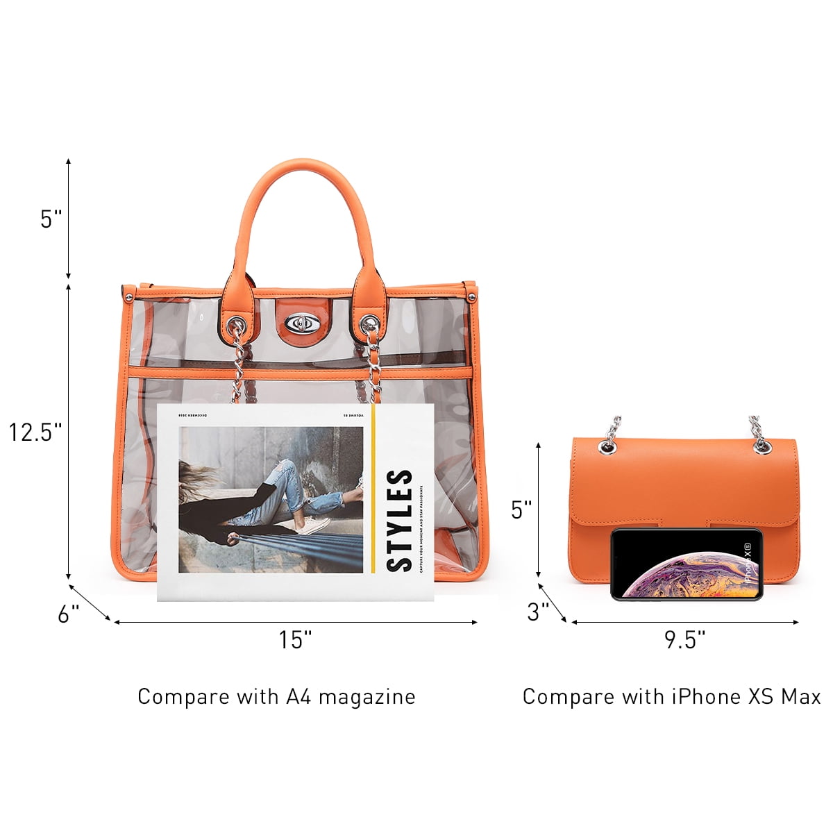 M Marco Women's Tote Bags with Crossbody Purse Set PVC Top Handle Bags