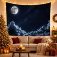 thumbnail image 3 of Full Moon Above Silver-Lined Clouds, Peaceful Celestial Art for Space Lovers, Night Sky Decor, Housewarming Gift, Tapestry Wall Hanging for Bedroom and Living Room, 3 of 7