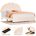 thumbnail image 3 of Homfa Queen Size Bed Frame with LED Lights & Storage Drawers, Upholstered Platform Bed with Adjustable Petal Headboard, Off White Velvet, 3 of 8