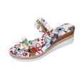 thumbnail image 2 of HAOTAGS Wedge Sandals for Women Single Band Hollow Vintage Flower 2025 Fashion Shoes White Size 6.5, 2 of 5