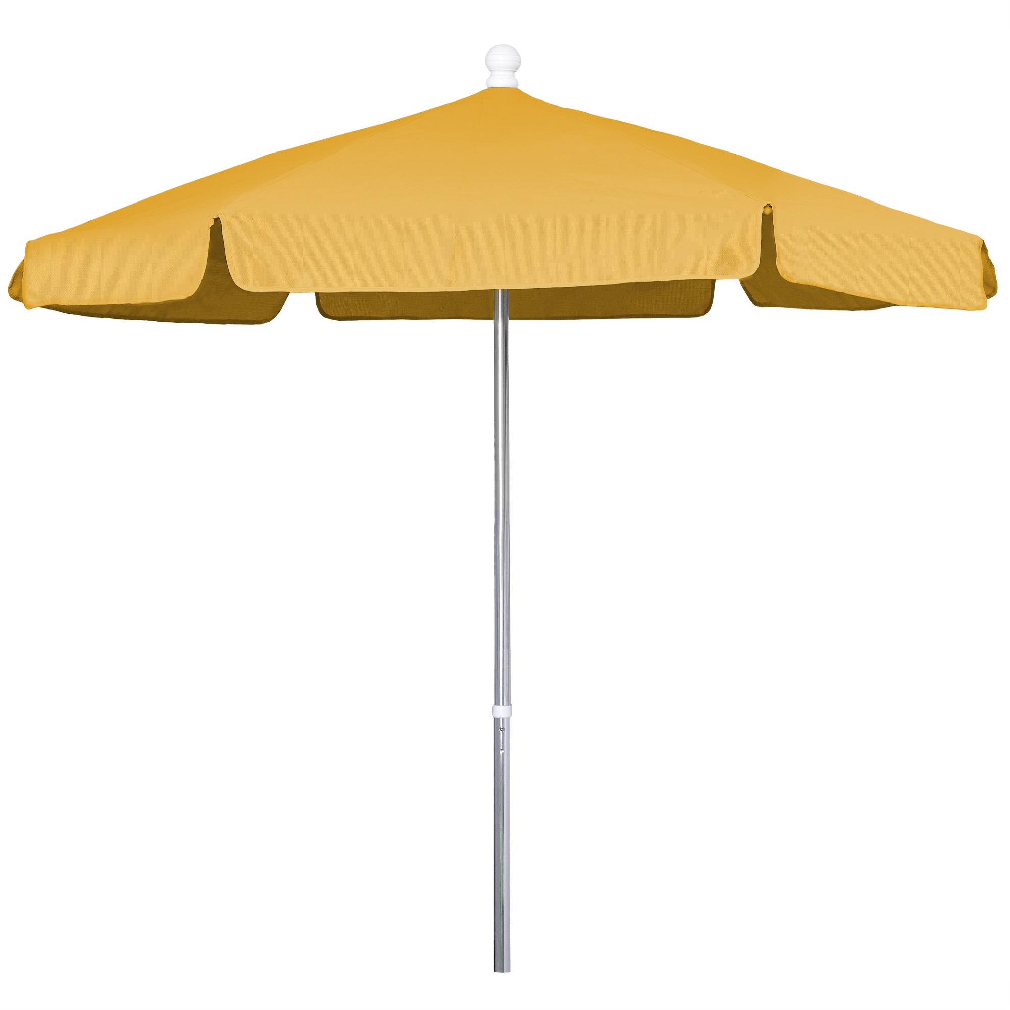 7.5' Hex Garden Patio Umbrella 6 Rib Push Up Bright Aluminum with