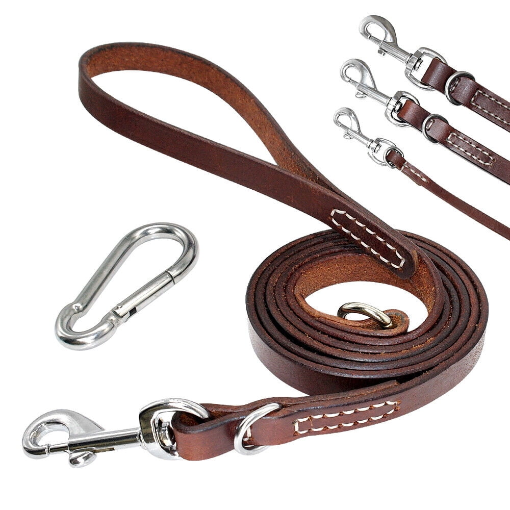 Didog 5/6ft Genuine Leather Dog Leash Heavy Duty Walking Training Lead for Medium Large Dogs