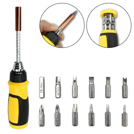 

12 In 1 Three-way Ratchet Screwdrivers Adjustment Telescopic Extension Rod