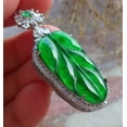 thumbnail image 3 of Icy Green Silver 925 Certified BURMA 100% Natural A JADE Jadeite pendant Leaf Necklace 668173 TN, 3 of 11