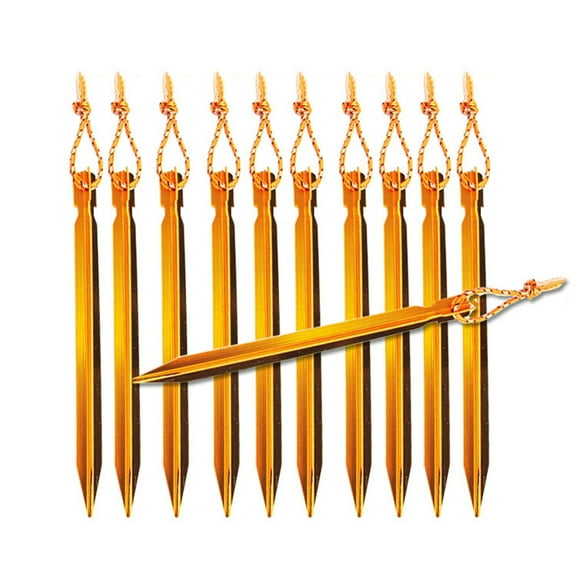 LABSERRON 8Pcs Lightweight Tent Pegs Yellow 7075 Aluminum Alloy Cone Y Beam Design for Hiking and Camping