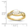 thumbnail image 3 of 14K Yellow Gold Ring Band Pearl Diamond Round Freshwater, 3 of 5