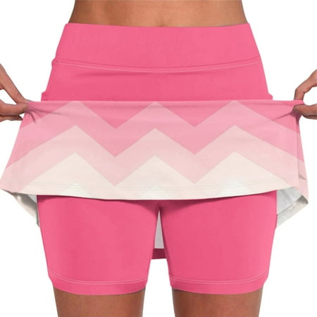 SKSloeg Womens Skorts with Pockets Tummy Control Plus Size Skorts for Women High Waist Athletic Sports Pants Skirt Casual Shorts Striped Pink XXXL