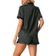 thumbnail image 3 of INSPIRAR CHIC Conjuntos de Pijamas de Satén para Mujeres, Conjuntos de Lounge de Seda, Camisa de Manga Corta con Botones, Pantalones Cortos con Volantes, Ropa de Dormir de 2 Piezas M Negra, 3 of 6