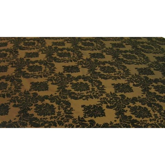 10 Pack Flocked Taffeta Damask 12" x 108" Top Table Runner 16 COLORS Wedding", (Color: Brown / Balck)