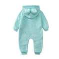thumbnail image 4 of GYRATEDREAM Newborn Infant Boys Girls Baby Bear Fleece Romper Jumpsuit Hooded Thin Onesie Outwear Outfit Winter Snowsuit Suit for 9-12M Blue, 4 of 9