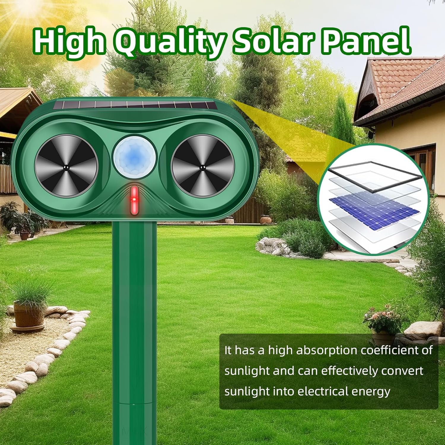 JINYI  Outdoor Solar Animal Repellent with Motion Sensors to Scare Off Coyote, Rabbit, Squirrel, 2 Pack