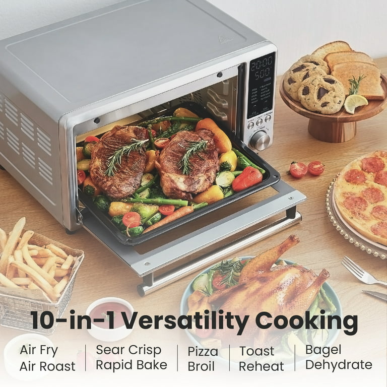COMFEE' Air Fryer Toaster Oven Combo, FLASHWAVE™ Rapid-Heat Technology Countertop  Convection Oven with Bake Broil Roast, 6 Slices/12'' Pizza/26.4 QT, 4  Accessories, 1750W 