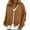 Brown, variant on Women's Lightweight Flannel Zipper Jacket, Solid Color Thin Casual Outerwear for Women, Comfortable Fall and Spring Layering Piece, Daily Wear Relaxed Fit Cardigan Style Pink XXL