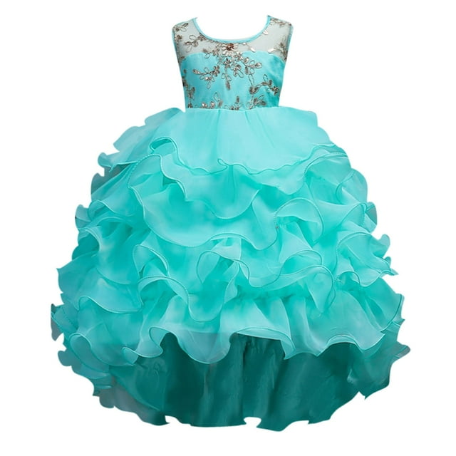 LUOGENLI Robe pour Tout-Petits Filles Printemps Été Tulle Paillettes Robe pour Performance Enfant Formelle Mignonne Robes à Nœud pour Noël Robe de Fête pour Filles Tendance Été Longueur Genou Vert 140