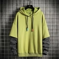 thumbnail image 2 of Fesfesfes Men's Hooded Long Sleeve Patchwork Pullover Hooded Top Blouse or, 2 of 4