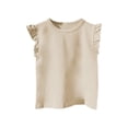 thumbnail image 2 of UACY Toddler Girls Summer Ruffle Flutter Cotton Tank Top Sleeveless Cute Crewneck Slim Dress Shirt Trendy Casual Tee Blouse Tops (Beige, 7-8 Years), 2 of 9