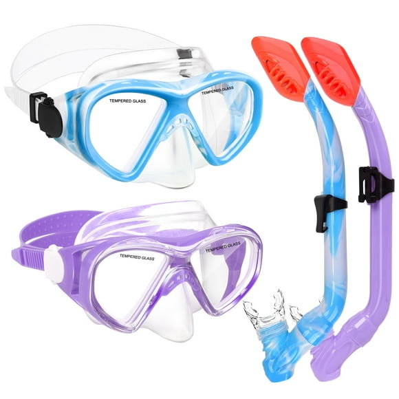 Equipo de Snorkel ACQCES para Niños 6-14 Años Juego de Máscara de Superficie Seco 2 Juegos