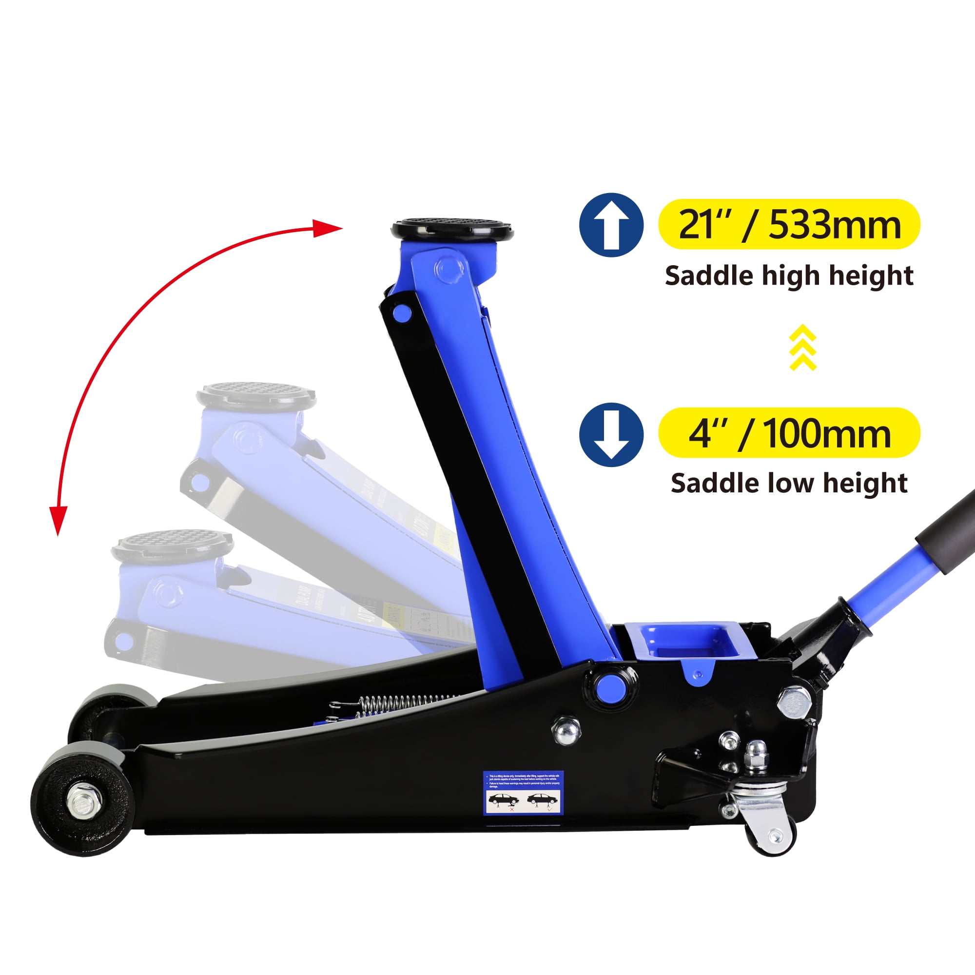 CQSXDA Hydraulic Low Profile and Steel Racing Floor Jack with Dual Piston Quick Lift Pump,3 Ton (6600 lb) Capacity, Blue