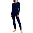 thumbnail image 4 of PatPat Women's Thermal Underwear Long Sleeve Warm Base Layer Top & Legging 2 Piece Set Loungewear with Soft Brushed Lining, Deep Blue, XXL, 4 of 15
