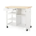 thumbnail image 3 of Benjara Alex Rolling Kitchen Island Bar Cart with Shelves, Brown Wood, White, 3 of 5