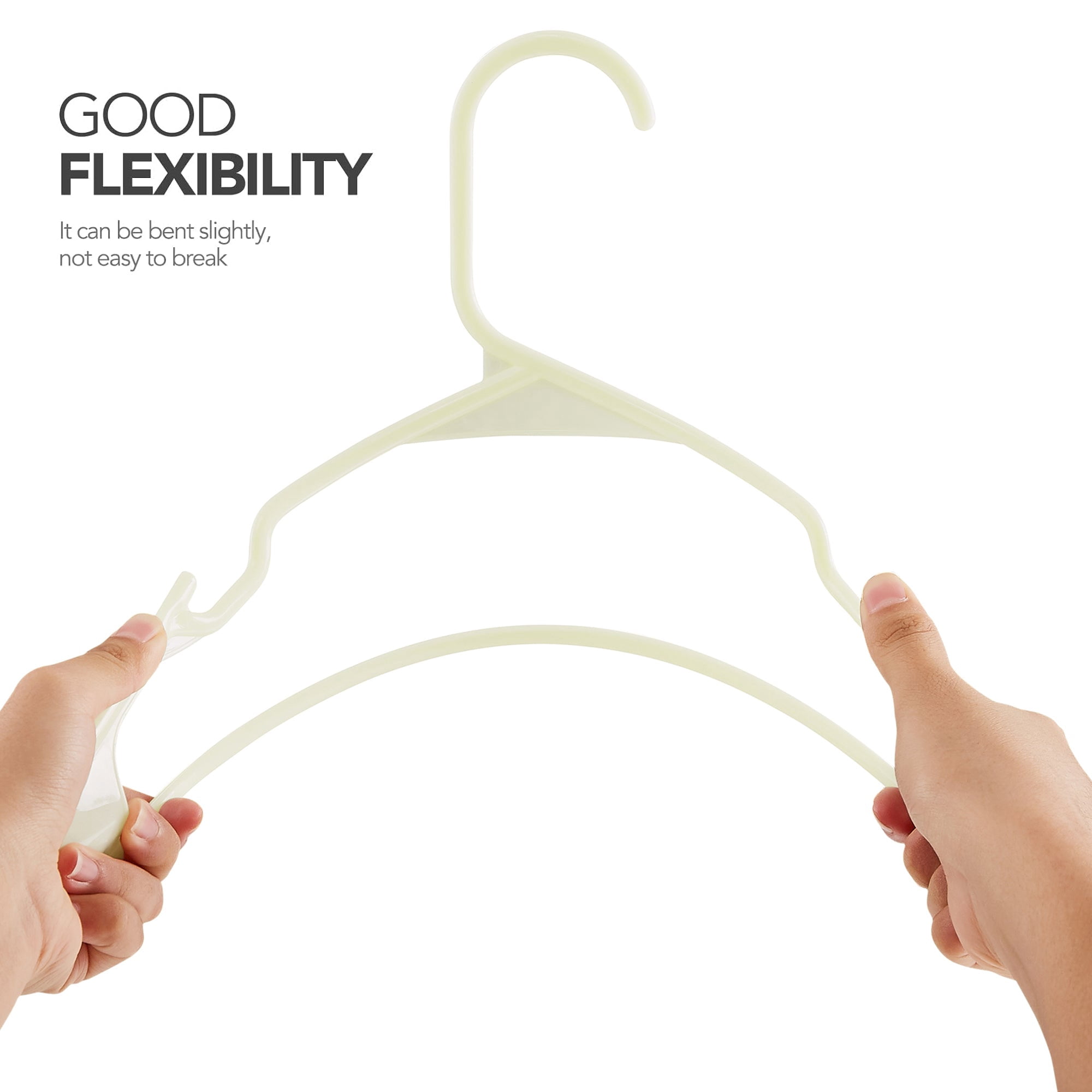 VECELO 25 Pack Plastic Hanger, Space Saving, Sturdy Heavy Duty Clothing Notched Hangers, Beige