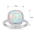 thumbnail image 5 of SuperJeweler 5 1/2 Carat Cushion Cut Created Opal and Halo Diamond Ring In Sterling Silver For Women, 5 of 6