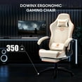 thumbnail image 3 of Dowinx Ergonomic Gaming Chair with Footrest, Reclining Gamer Chair for Adults, High Back Computer Office Chair with Lumbar Support & Linkage Armrests,White, 3 of 6