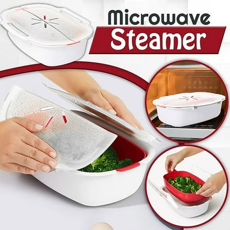 

purcolt Microwave Steamer Collapsible Bowl Steamer Meal Prep Detachable Partition Home Essentials Clearance!