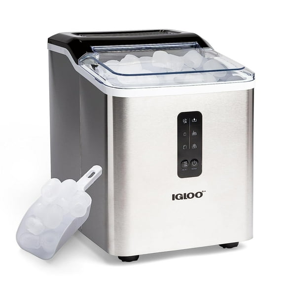 Igloo Automatic Self-Cleaning 26-Pound Ice Maker, Countertop Size, Large or Small Ice Cubes, LED Control Panel, Ice Scoop Included, Stainless