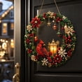 thumbnail image 4 of Christmas Wreath with Red Cardinal and Lit Lantern Hanging Decor for Front Door Indoor Home Holiday Decoration, 4 of 4