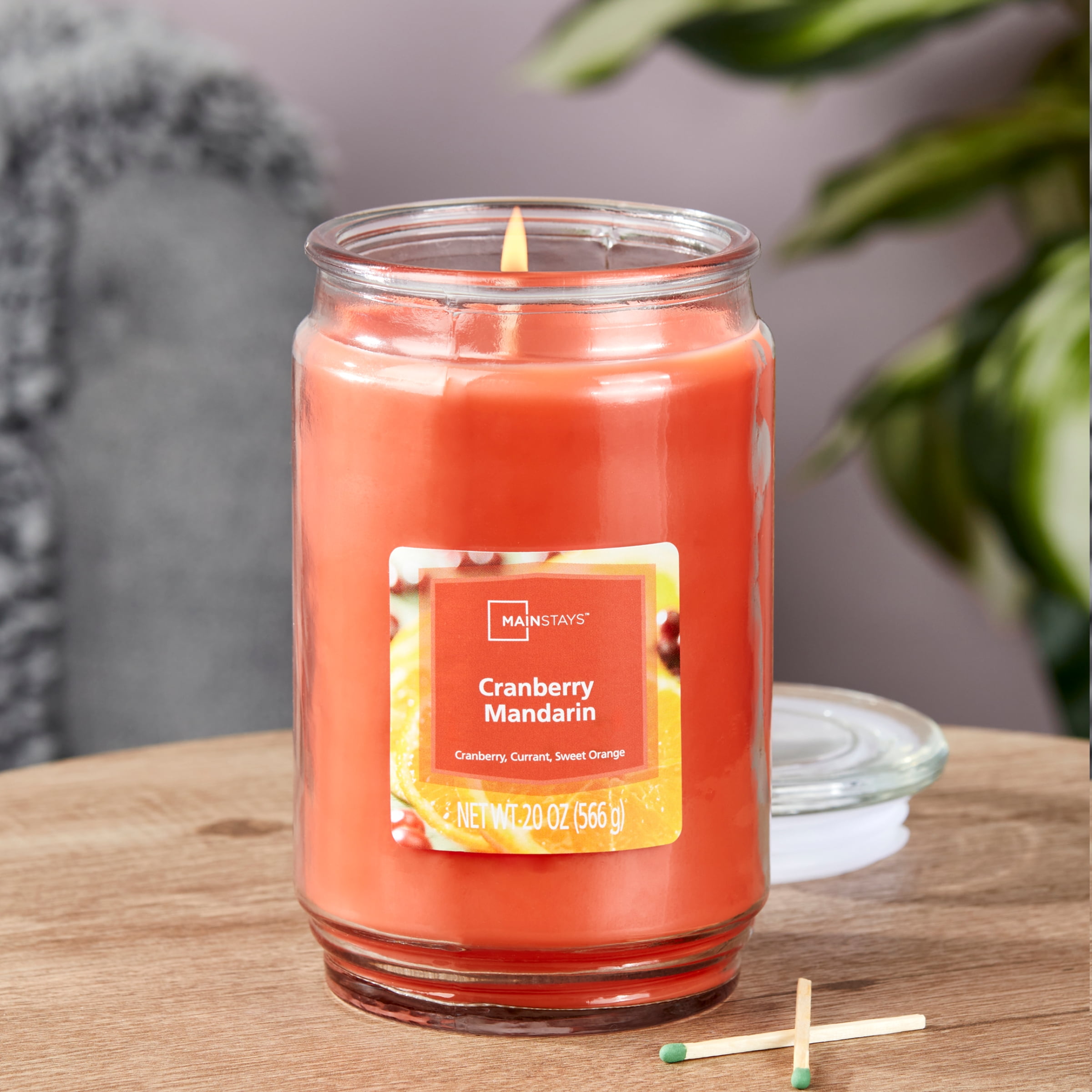 Mainstays Cranberry Mandarin Scented Single-Wick Glass Jar Candle, 20 oz
