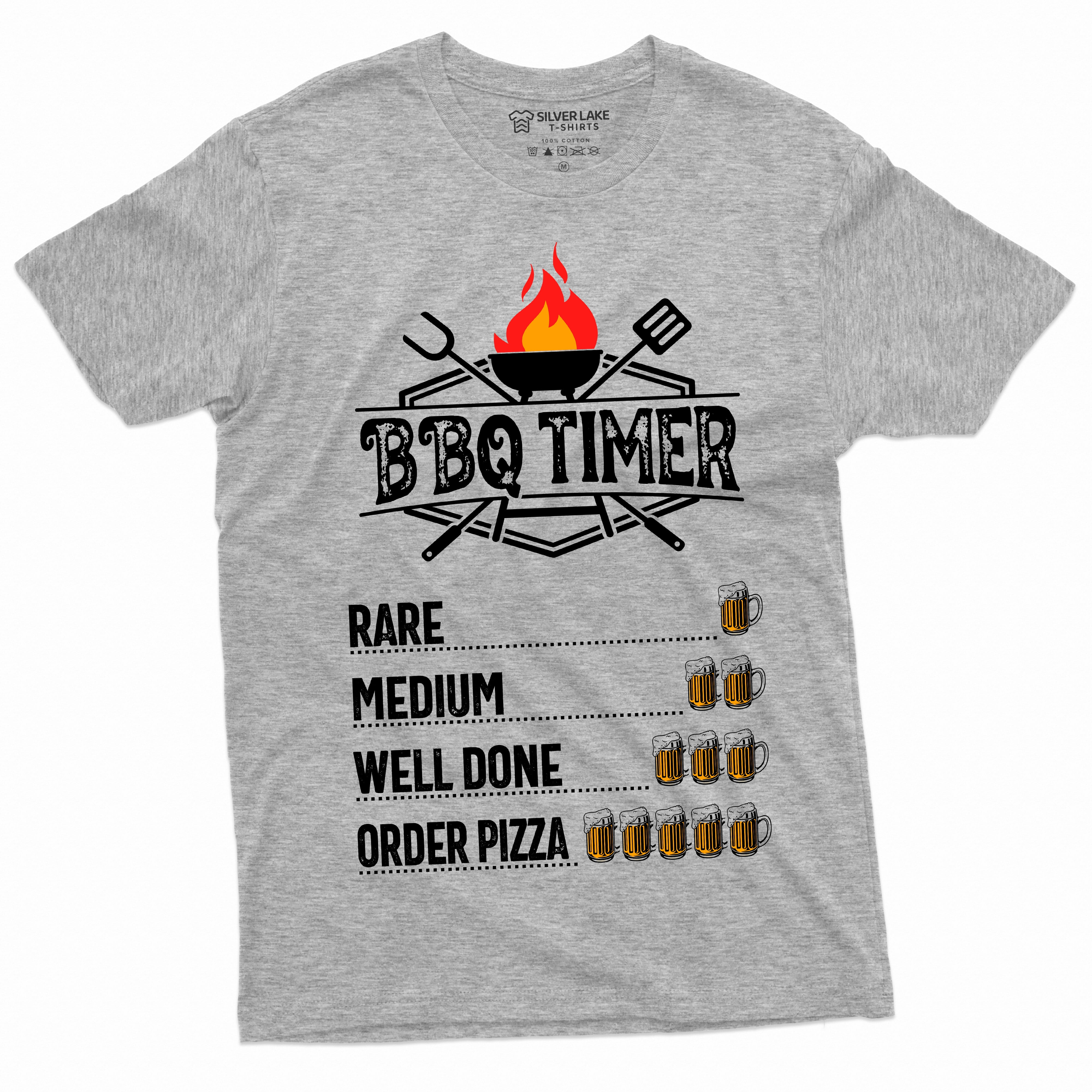 Mens Funny Bbq Timer T-Shirt | Party Beer Drinking Outdoor Humor