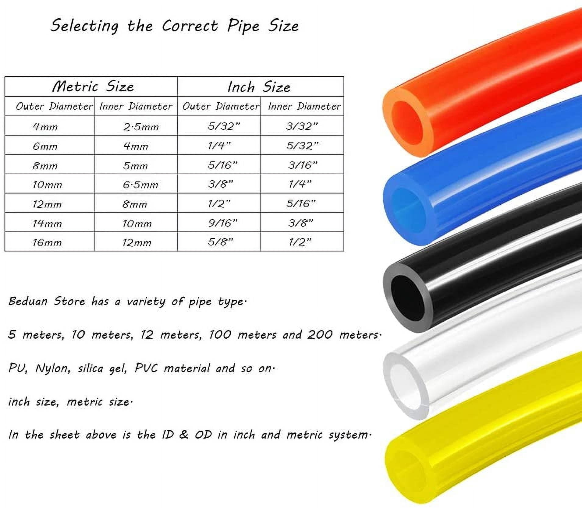 MKEUDQ-Beduan Pneumatic Tubing Pipe 1/4" OD Yellow Air Compressor PU Line Hose Tube for Water Fluid Transfer 12Meter 39.4ft