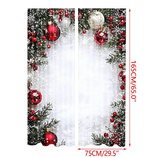 Ball Snowflake Polyester Christmas Printed Curtains Festival