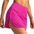 thumbnail image 2 of TOWED22 Women Swim Skirt Women's Solid&Leaf&Leopard&Print Swim Skirt High Waisted Bathing Suit Skirt Bikini Swim Shorts Women,Hot Pink, 2 of 5
