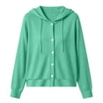 thumbnail image 6 of CHGBMOK Women's Plus Size Hooded Cardigan Lightweight Button Down Cardigan Long Sleeve Soft Knit Sweater Jacket, 6 of 9