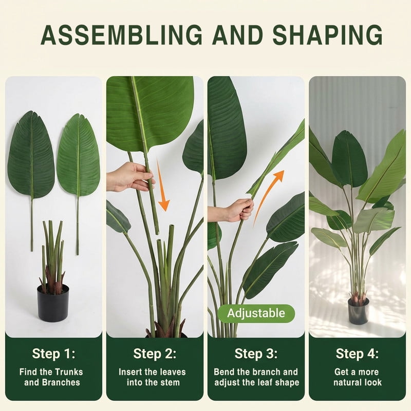 Easy4Home 4.6FT Artificial Plant Fake Tropical Palm Tree Potted Indoor Faux Floor Plant for Home Office Decor
