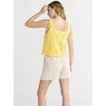 thumbnail image 3 of Time and Tru Women's and Women's Plus Eyelet Leaf Pattern Cotton Tank Top, XS-4X, 3 of 5