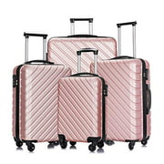 4 Piece Luggage Set Carry on Luggage with Spinner Wheels Travel Luggage set 4 PCS Suitcase (Rose Gold)