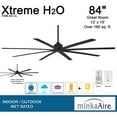 thumbnail image 3 of Minka-Aire Xtreme H2O 84" Outdoor Ceiling Fan With ABS Blades with 8 blades - Coal w/ Extra Wall Control - F896-84-CL-W, 3 of 9