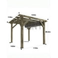 thumbnail image 2 of Garvee Cedar Pergola 10 Ft x 12 Ft x 7.5 Ft,  Charcoal Wood Pergola with Leak Proof Canopy, Grey, 2 of 7