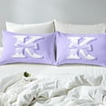 thumbnail image 4 of Erosebridal Purple Bowknot Bed Sheets Set Queen Size, Initial Letter K Bed Sheets Queen, Cartoon Monogrammed Reversible Sheet Set Queen, Breathable Bedroom Decorative, 4pcs, 4 of 7