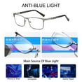 thumbnail image 4 of Rectangle Eyeglasses Stainless Steel Reading Readers Glasses Reading Glasses for Men & Women Anti Blue Light Men's Presbyopic Optical Glasses GRAY STRENGTH 3.5X, 4 of 8