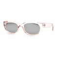 thumbnail image 4 of Womens Narrow Rectangle Silver Mirror Lens Mod Bevel Plastic Sunglasses Pink, 4 of 8