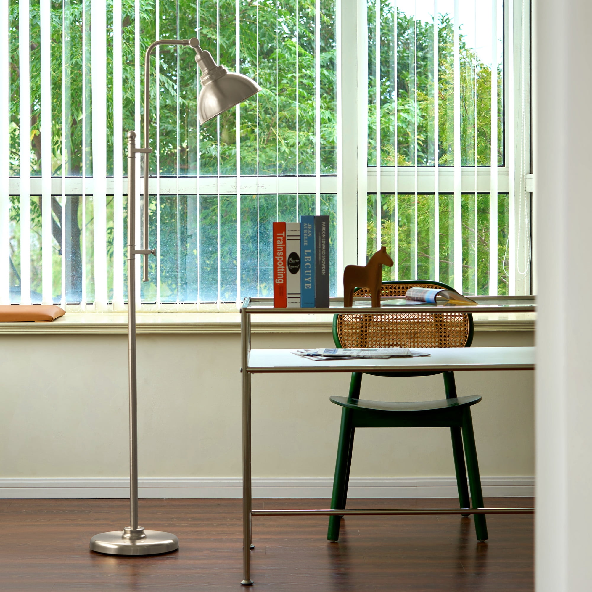 Bestco 65" Vintage Metal Floor Lamp Adjustable Standing Lamp for Living Room Nickel