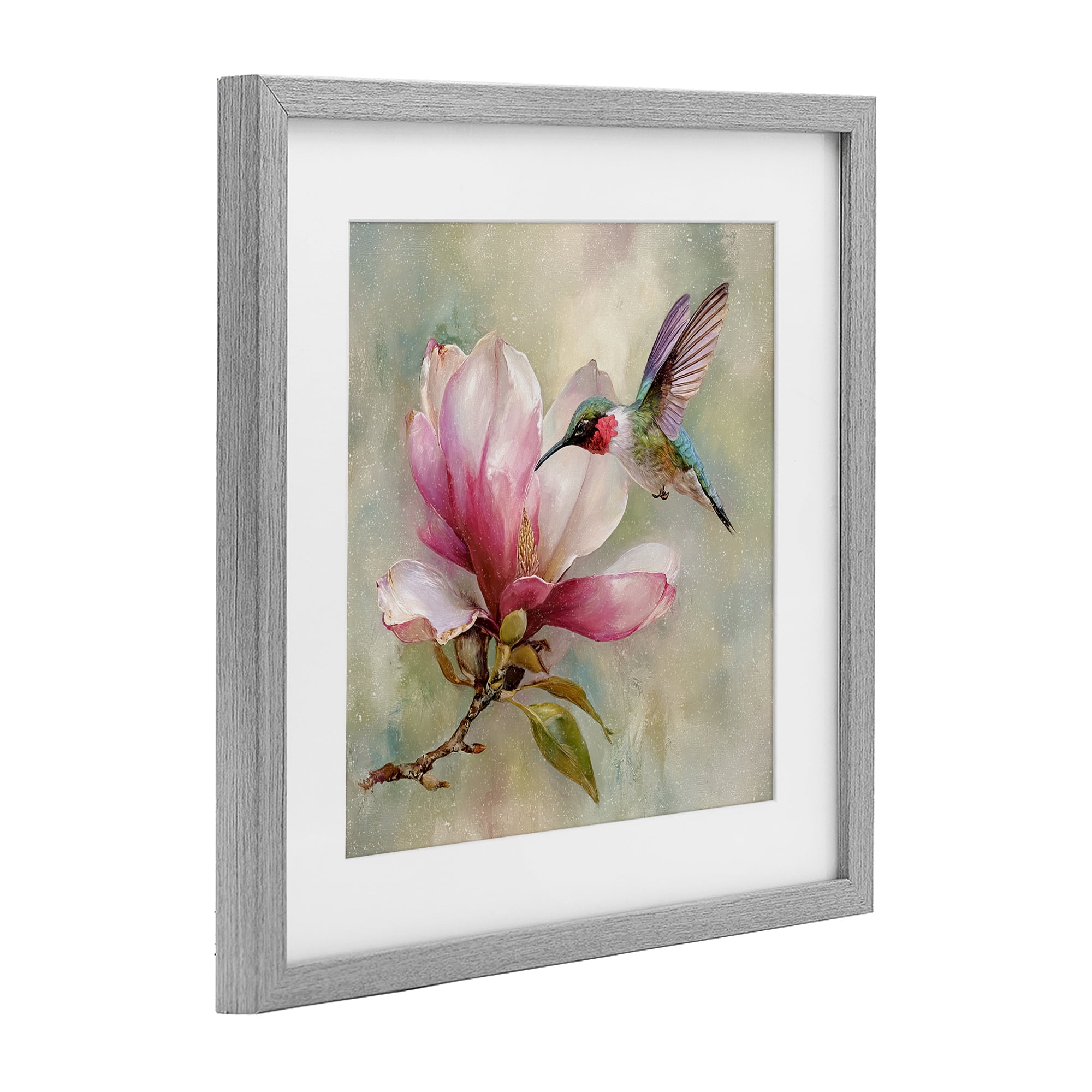 Stupell Industries Magnolia Ruby Hummingbird Gray Framed Print Under Glass, design by Tina LeCour