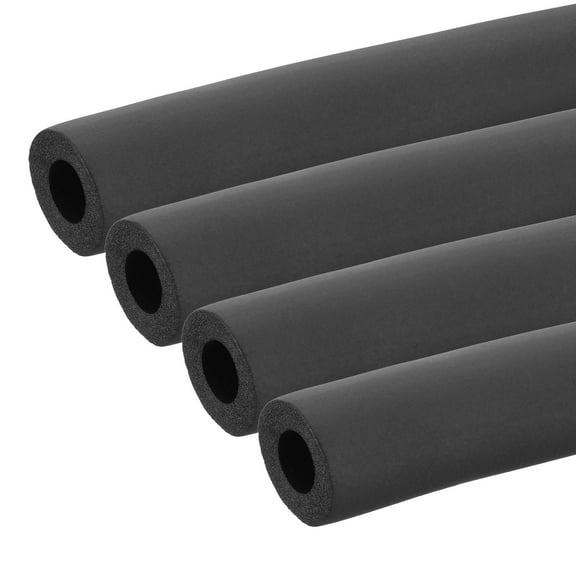 Uxcell 1" (25mm) ID x 1.3Ft x 0.51" Pipe Insulation Foam Tube, 4Pcs Pipe Cover Wrap Roll Bar Tubing for Handle Grip HVAC Air Conditioner Units, Black